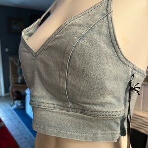 Light Blue Denim Crop Top